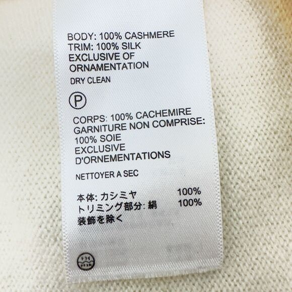 Tommy Bahama Womens Cashmere Sweater Medium Silk Front Cream Fronds Falling Palm - Picture 7 of 9